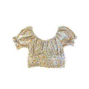 Sim & Sam Women's XS Floral Off Shoulder Crop Top Blouse Multicolor